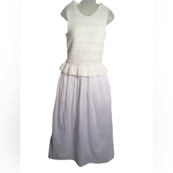 Banjanan Heather Cream Round Neck Crochet Cotton Pocket Maxi Dress Size XS - Picture 4 of 7